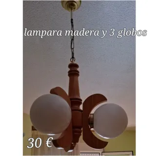 Lámpara madera 3 globos