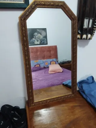 Espejo antiguo dorado vintage