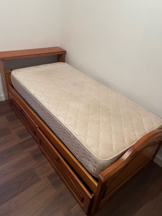 Cama 90 con cajones de madera