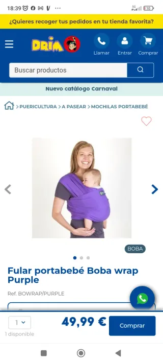 Fular elástico Boba porteo bebé