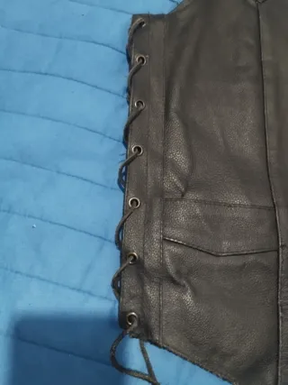 Chaleco de cuero genuino negro talla 36 S/M unisex