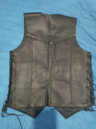 Chaleco de cuero genuino negro talla 36 S/M unisex