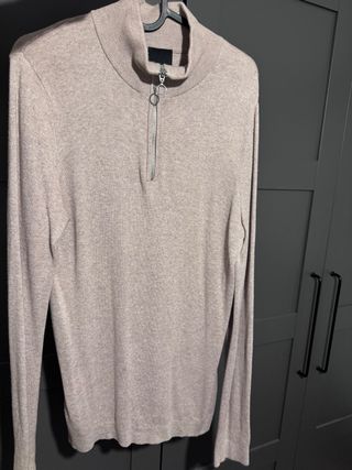 Jersey H&M Beige Cuello Alto Cremallera Talla XS