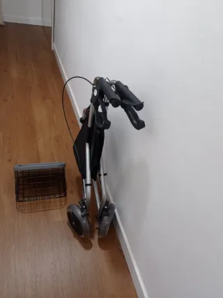 Andador 3 ruedas plata plegable