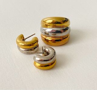 Anillo grande oro amarillo blanco y rosa