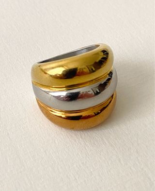 Anillo grande oro amarillo blanco y rosa