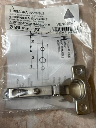 Bisagras invisibles 26mm 90°