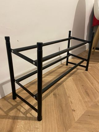 Barra zapatero metálica negra, extensible