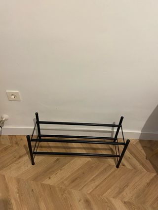 Barra zapatero metálica negra, extensible