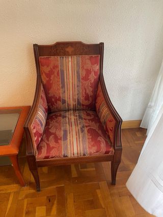 Juego de 2 butacas de madera y tela