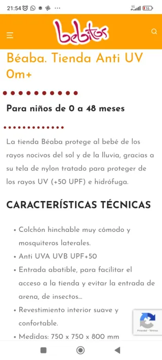 Tienda playa para bebé Beaba