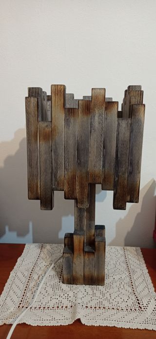 Lampada Scultura Legno Design Industrial