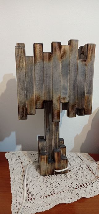 Lampada Scultura Legno Design Industrial