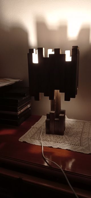 Lampada Scultura Legno Design Industrial