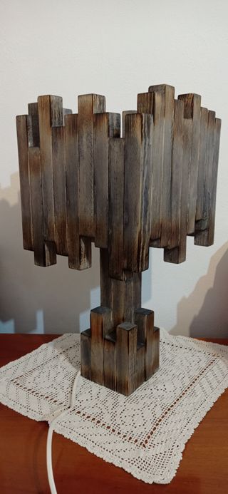 Lampada Scultura Legno Design Industrial