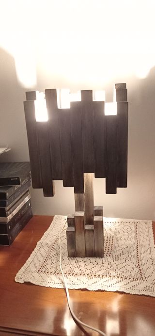 Lampada Scultura Legno Design Industrial