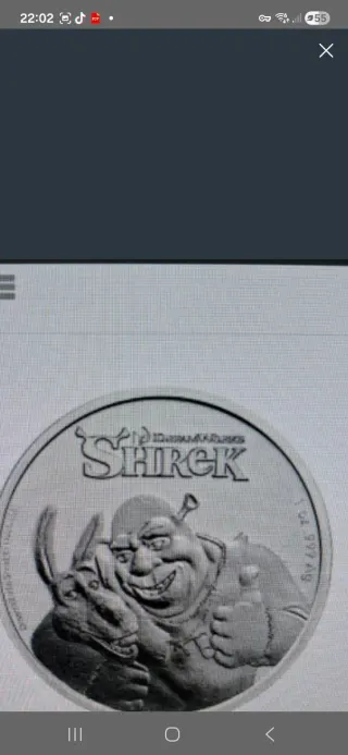 Moneda Shrek 1 Onza Plata 999