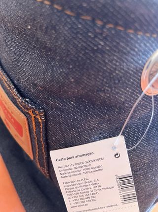 Cesto Arrumação KutiHome Denim Bege/Azul