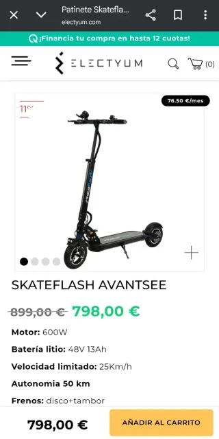 Patinete Eléctrico Skateflash Avantsee