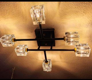 Lampadario moderno cristallo nero 6 luci