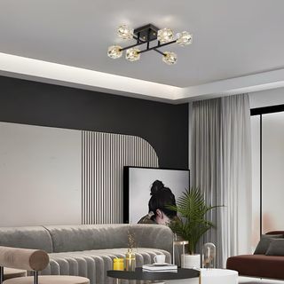 Lampadario moderno cristallo nero 6 luci