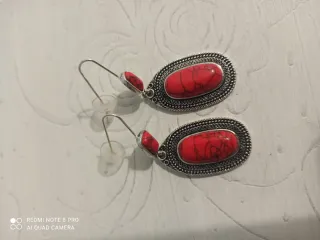Pendientes Vintage Rojo y Plateado