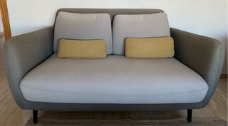 Sofá 2 plazas gris y amarillo Habitat