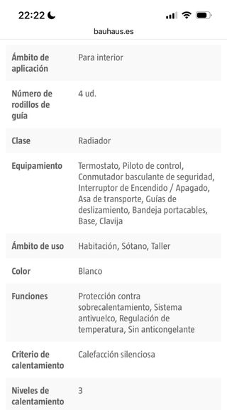 Radiador Aceite Pequeño Blanco. Potencia 2000 w.