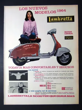 ANUNCIO ORIGINAL LAMBRETTA MODELOS AÑO 1964.