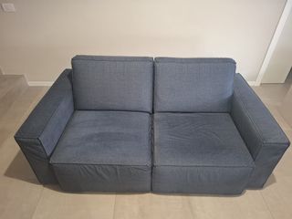 Divano 3 posti blu jeans tessuto