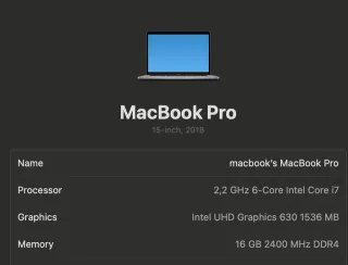 MacBook Pro 15,6 Gris 2018
