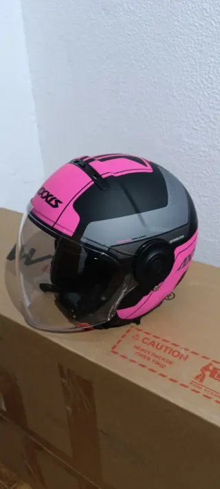 Casco Axxis Jet Negro y Rosa