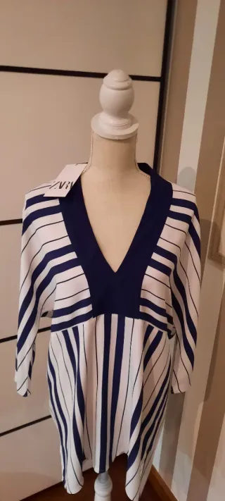 Blusa Zara Rayas Azul y Blanco