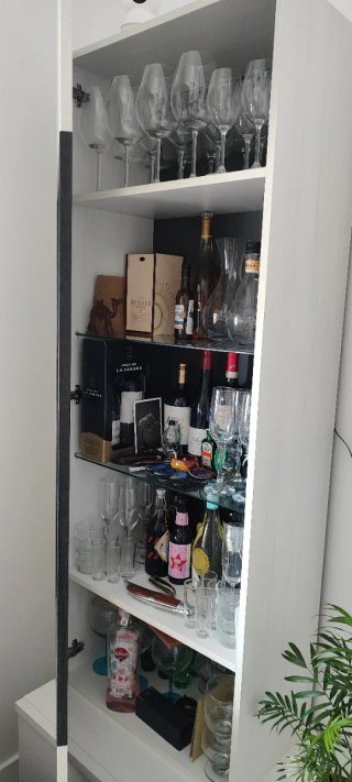 Conjunto de muebles de salón 3 cajones más vitrina