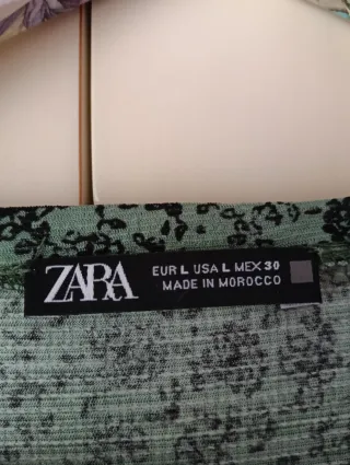 Vestido largo Zara estampado floral verde
