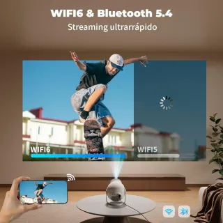 Proyector Portátil 1080P/4K/8K WiFi Blanco