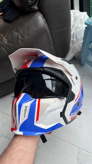 Casco Integral Jet MT Helmets Blanco Azul Talla L