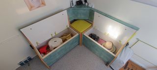 Banco Rinconera Cocina Verde y Amarillo