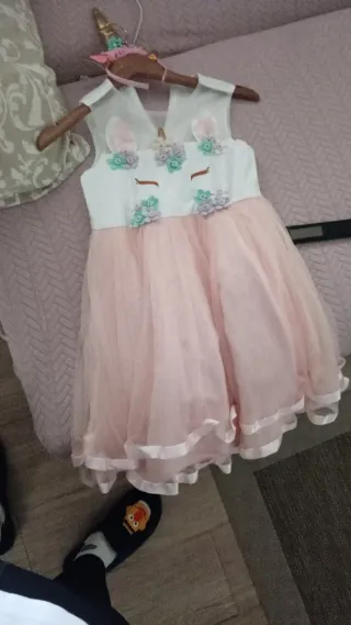 Disfraz Unicornio Niña Rosa Tul talla única 5/7