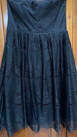 Vestido Negro Mango Corset Encaje