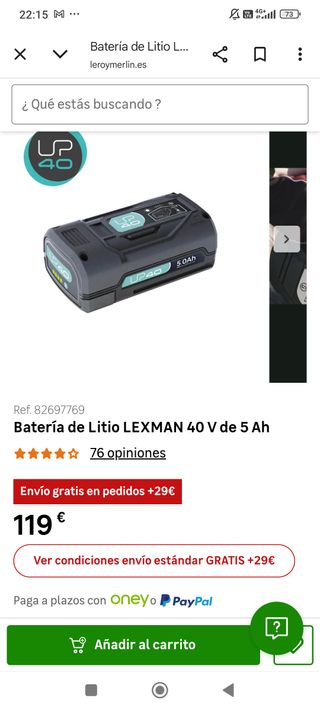 Cortacésped Sterwins + Batería + Cargador