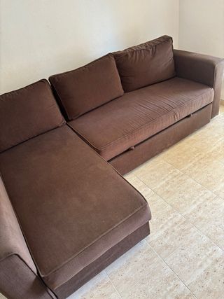 Sofá Cama Chaise Longue Marrón Ikea. Buen estado
