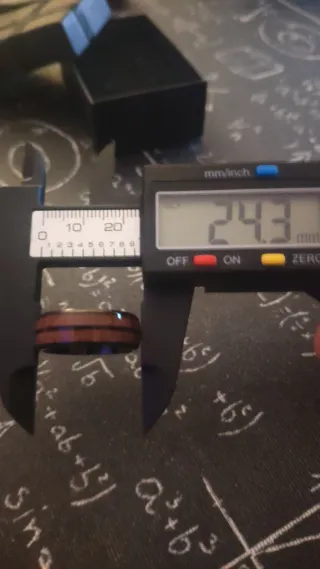 Anillo Acero Negro Madera Talla 10