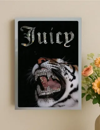 Quadro Juicy con tigre e strass