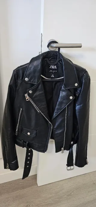 Cazadora Biker Zara Negra Talla M
