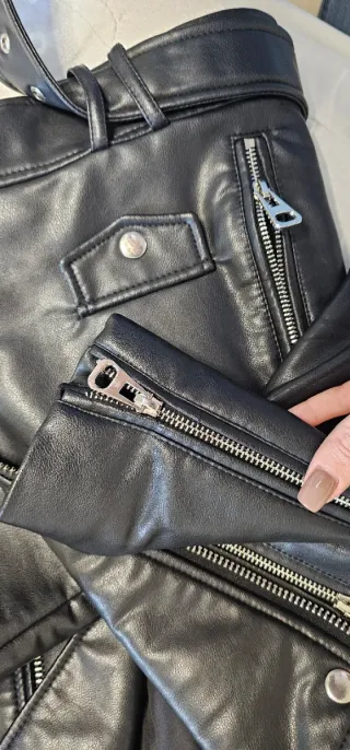 Cazadora Biker Zara Negra Talla M