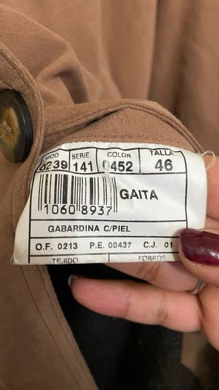 Gabardina Piel Marrón Talla 46