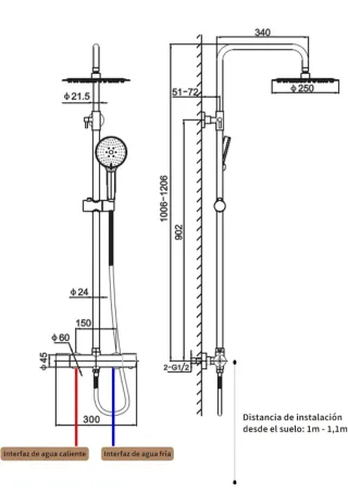 Columna Ducha Termostática Negra