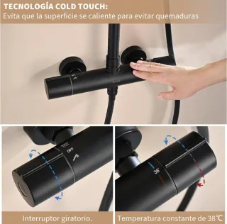 Columna Ducha Termostática Negra