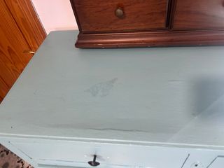 Cómoda azul de madera de pino